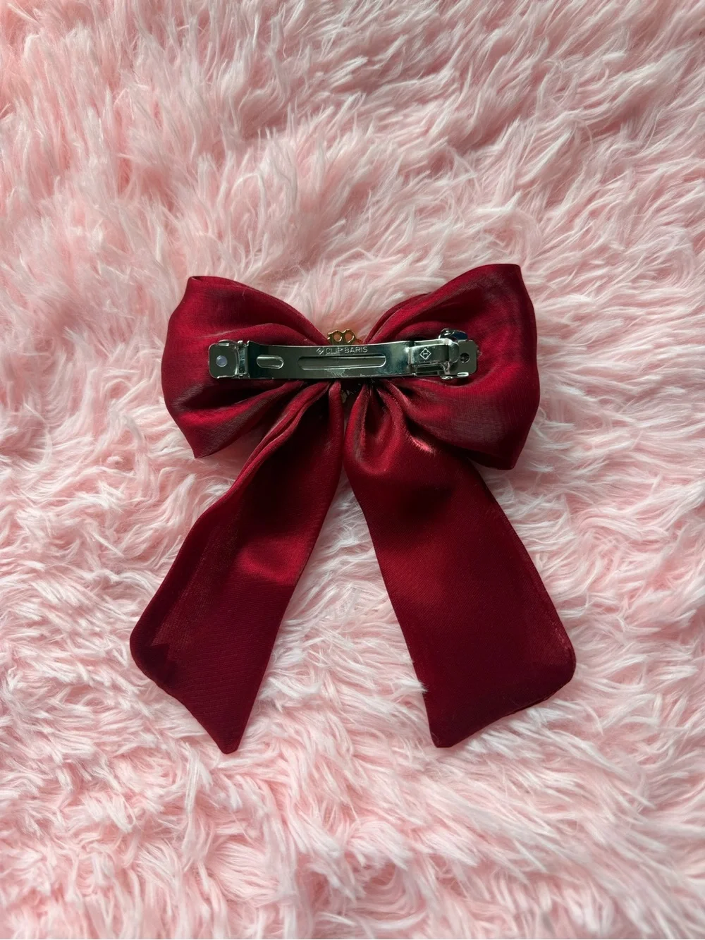 Francesca's Red Satin Cameo Bow Hair Clip